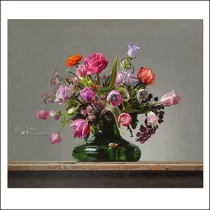 MK 640 Roman Reisinger wenskaart bloemstilleven met kleine vos