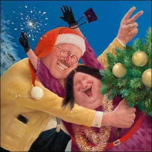 Marius van Dokkum - kerstkaart kerstpret