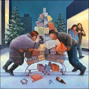 Marius van Dokkum - kerstkaart kerststress