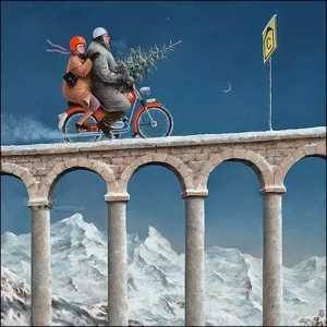 Marius van Dokkum - kerstkaart wegomlegging