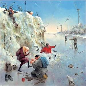 Marius van Dokkum - wenskaart ijspret