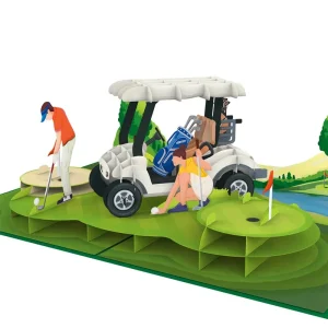 PC08224 Papercrush pop-up wenskaart golf