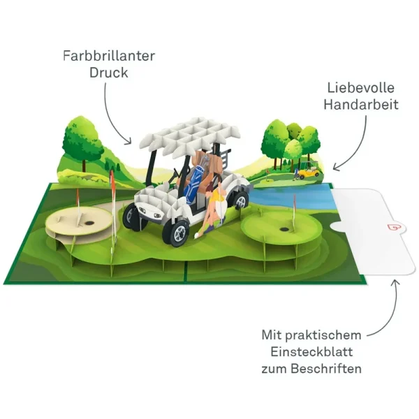 PC08224 Papercrush pop-up wenskaart golf met specificaties