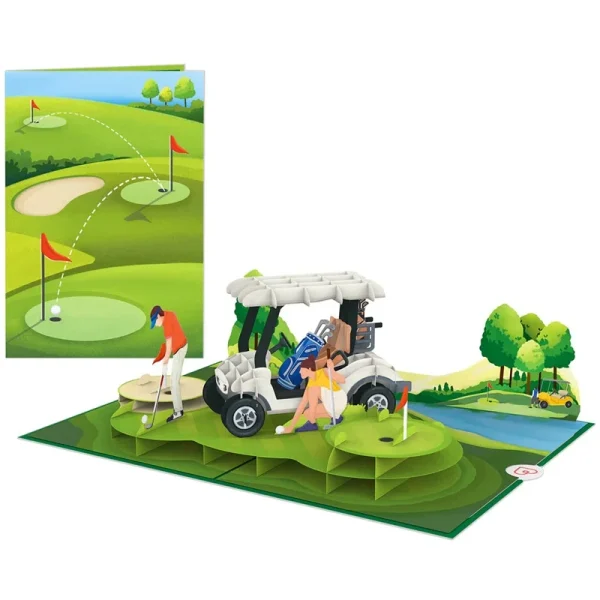 PC08224 Papercrush pop-up wenskaart golf voorkant en binnenkant