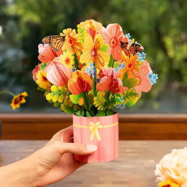 Papercrush pop-up boeket met wilde bloemen sfeerfoto