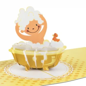 Papercrush pop-up wenskaart baby in bad