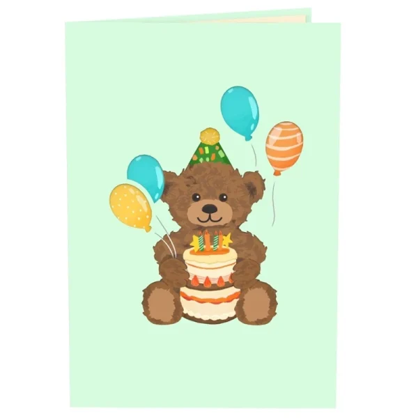 Papercrush pop-up kaart feestelijke teddybeer voorkant