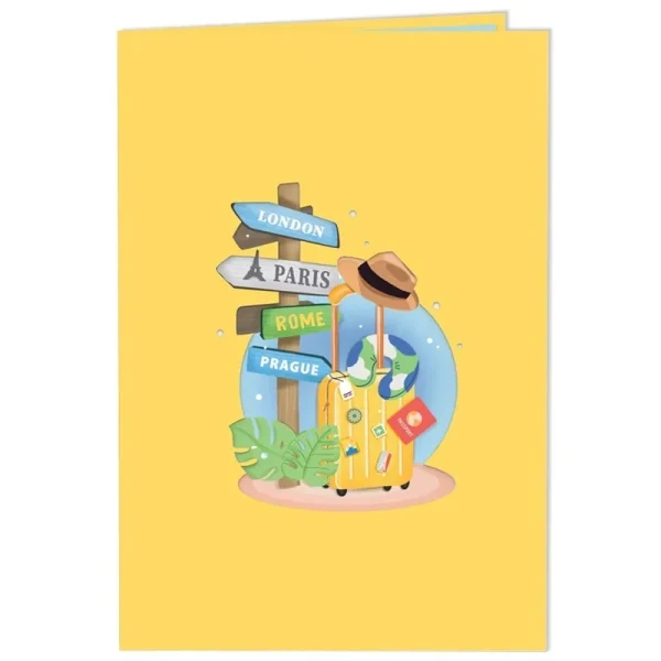 Papercrush pop-up kaart goede reis Europa voorkant