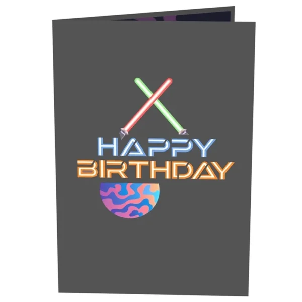 Papercrush pop-up kaart happy birthday galactisch voorkant