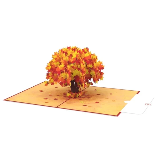Papercrush pop-up kaart herfstboom binnenkant met schrijfkaart
