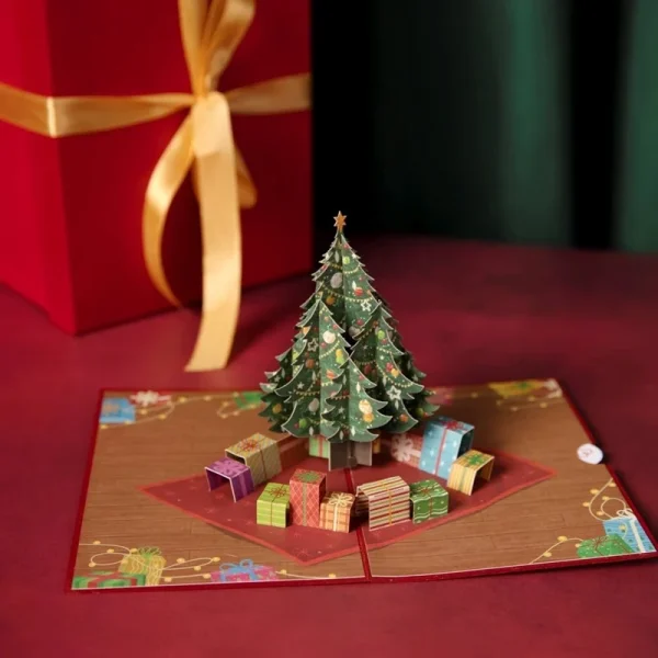 Papercrush pop-up kaart kerstboom met geschenken sfeerfoto met cadeau