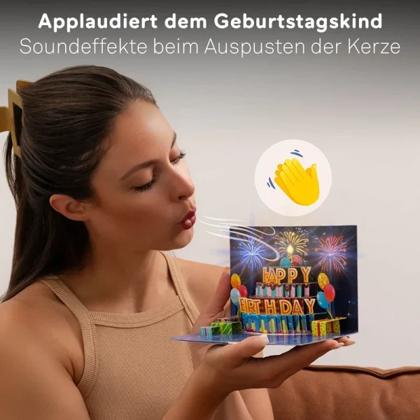 Papercrush pop-up kaart kleurrijk verjaardagsvuurwerk met licht en muziek met applaus