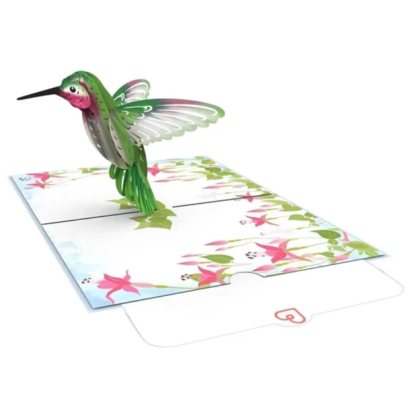 Papercrush pop-up kaart kolibri binnenkant met schrijfkaart