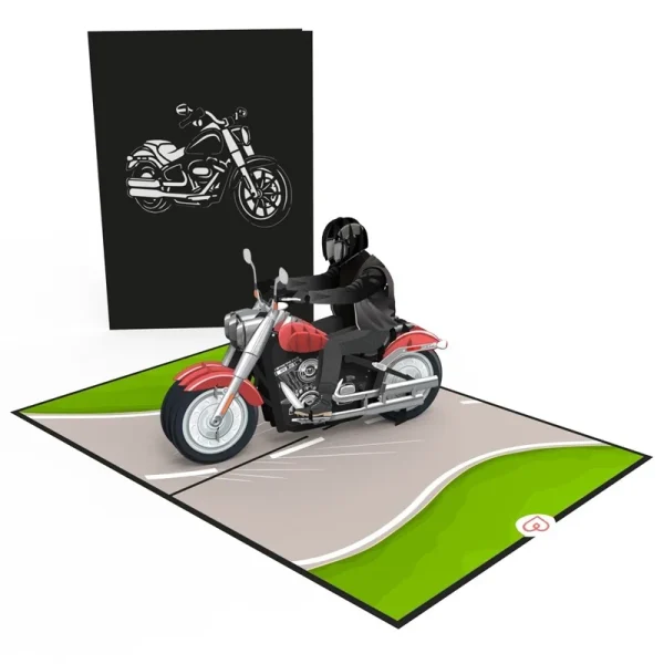 Papercrush pop-up kaart motor voorkant en binnenkant