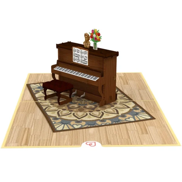 Papercrush pop-up kaart piano zijkant