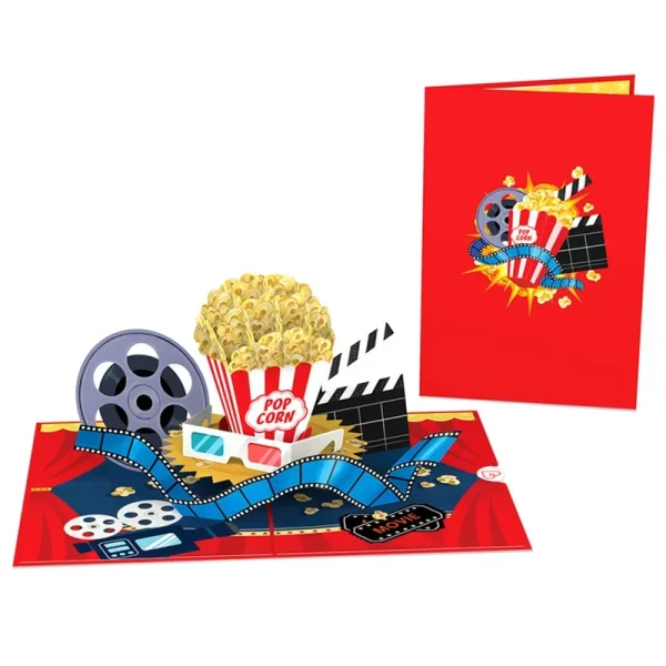 Papercrush pop-up kaart popcorn voorkant en binnenkant