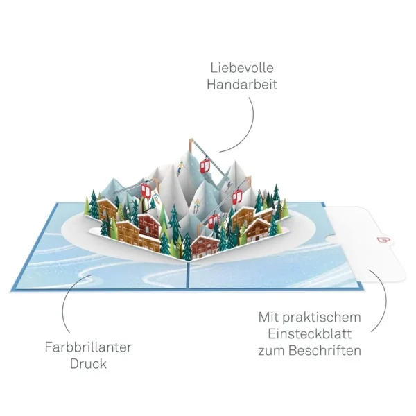 Papercrush pop-up kaart skipistes informatie