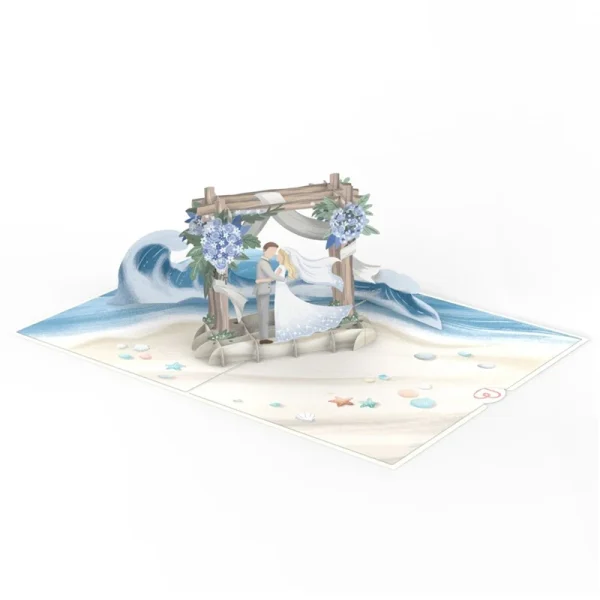 Papercrush pop-up kaart strandhuwelijk binnenkant