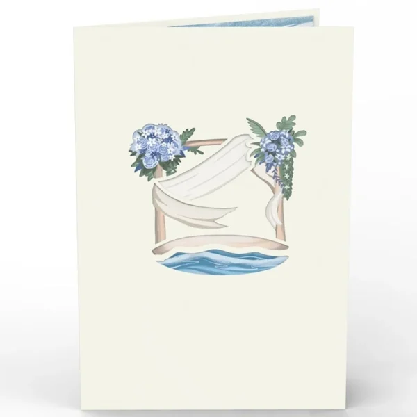 Papercrush pop-up kaart strandhuwelijk voorkant