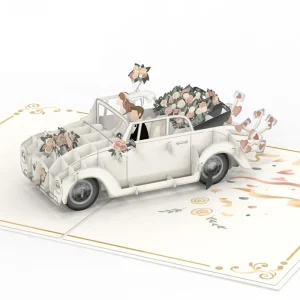 Papercrush pop-up kaart trouwauto