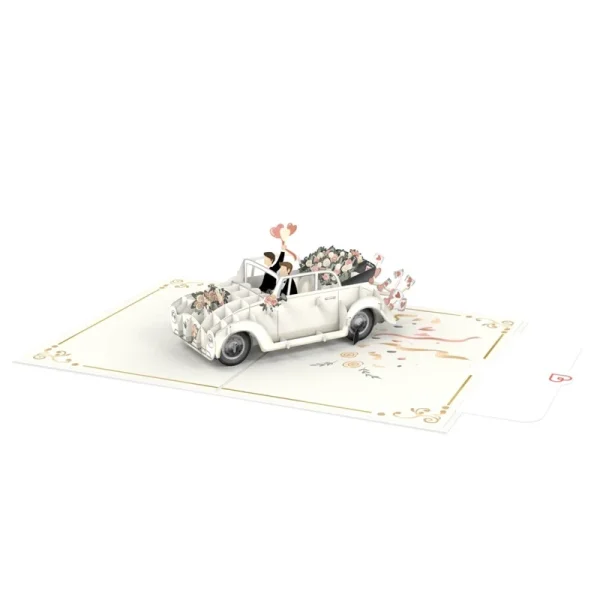 Papercrush pop-up kaart trouwauto met homopaar voorbeeld