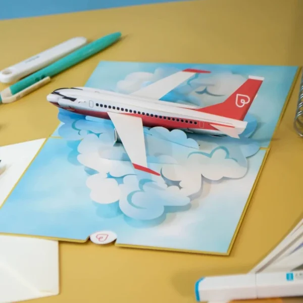 Papercrush pop-up kaart vliegtuig sfeerfoto achterkant