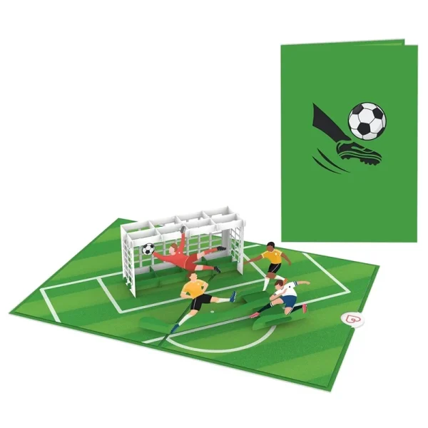 Papercrush pop-up kaart voetbal voorkant en binnenkant
