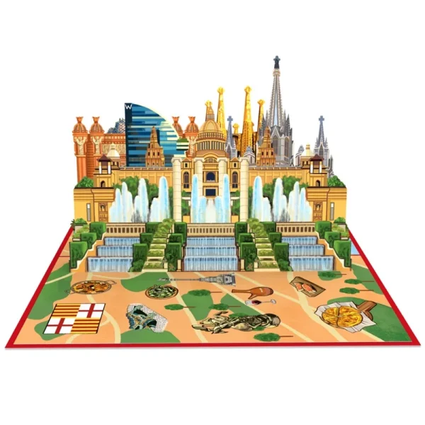 Papercrush pop-up wenskaart Barcelona binnenkant vooraanzicht
