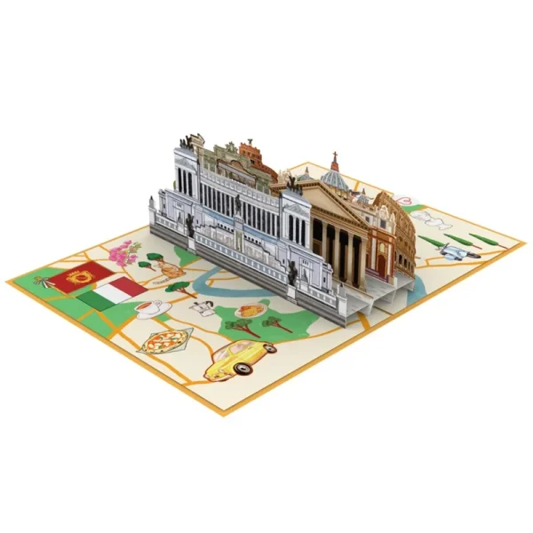 Papercrush pop-up wenskaart Rome binnenkant zijaanzicht