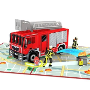 Papercrush pop-up wenskaart brandweerwagen