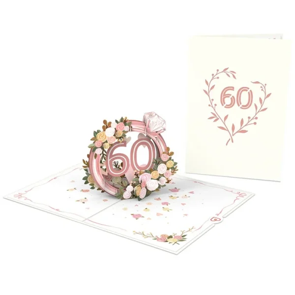 Papercrush pop-up wenskaart diamanten bruiloft binnenkant en voorkant