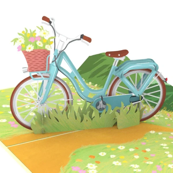 Papercrush pop-up wenskaart fiets met bloemen
