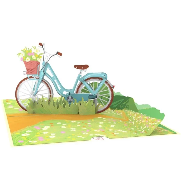 Papercrush pop-up wenskaart fiets met bloemen binnenkant