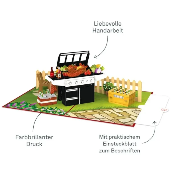Papercrush pop-up wenskaart gasgrill binnenkant