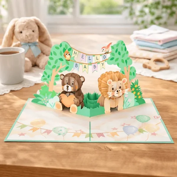 Papercrush pop-up wenskaart hello baby sfeerfoto