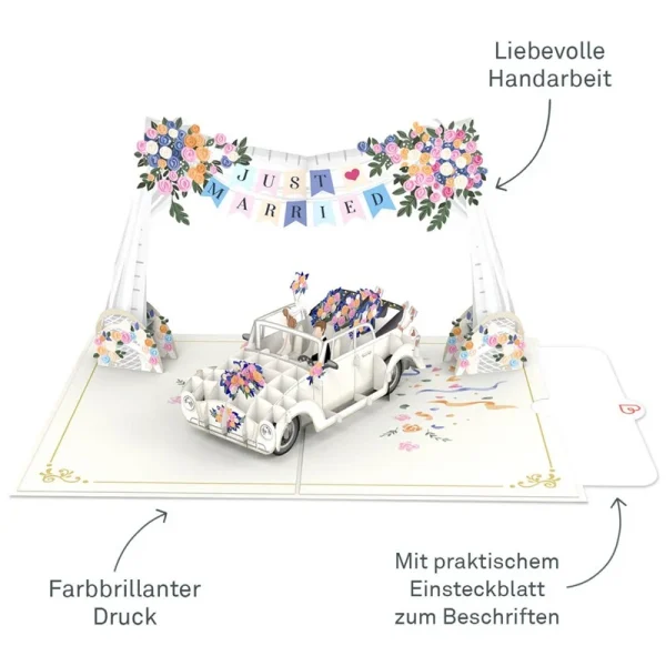 Papercrush pop-up wenskaart just married eigenschappen