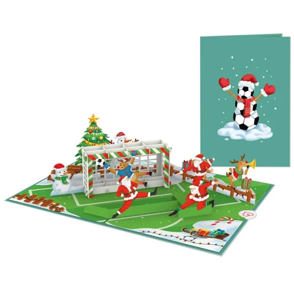 Papercrush pop-up wenskaart kerst voetbal binnenkant en voorkant