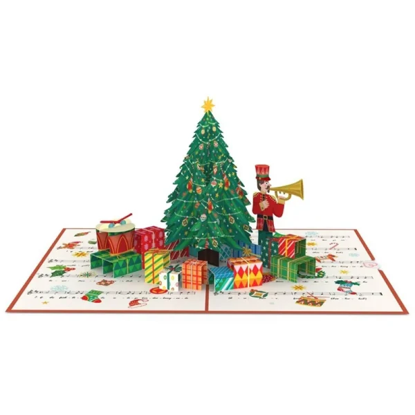 Papercrush pop-up wenskaart kerstboom o du fröhliche binnenkant