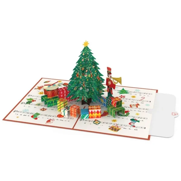 Papercrush pop-up wenskaart kerstboom o du fröhliche binnenkant met schrijfkaart