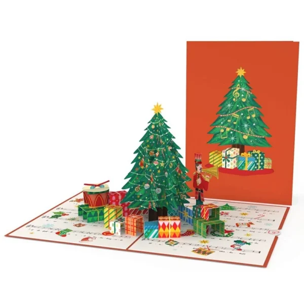 Papercrush pop-up wenskaart kerstboom o du fröhliche voorkant en binnenkant