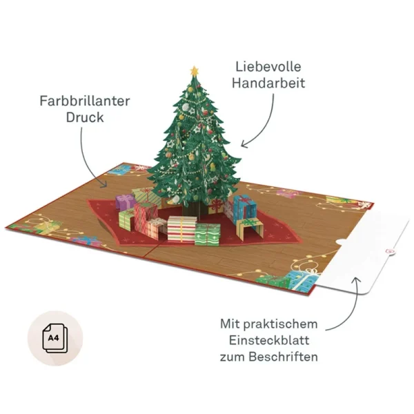 Papercrush pop-up wenskaart kerstboom xxl binnenkant met schrijfkaart