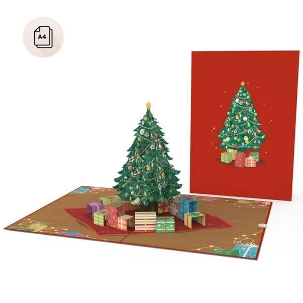 Papercrush pop-up wenskaart kerstboom xxl voorkant en binnenkant