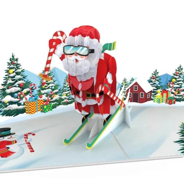 Papercrush pop-up wenskaart kerstman op ski's