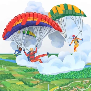 Papercrush pop-up wenskaart paragliding