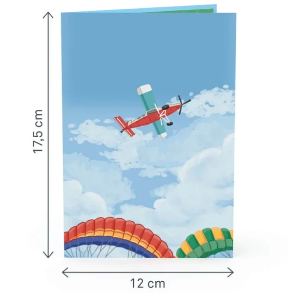 Papercrush pop-up wenskaart paragliding voorkant