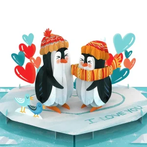 Papercrush pop-up wenskaart pinguïnliefde