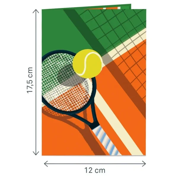Papercrush pop-up wenskaart tennis voorkant en afmeting