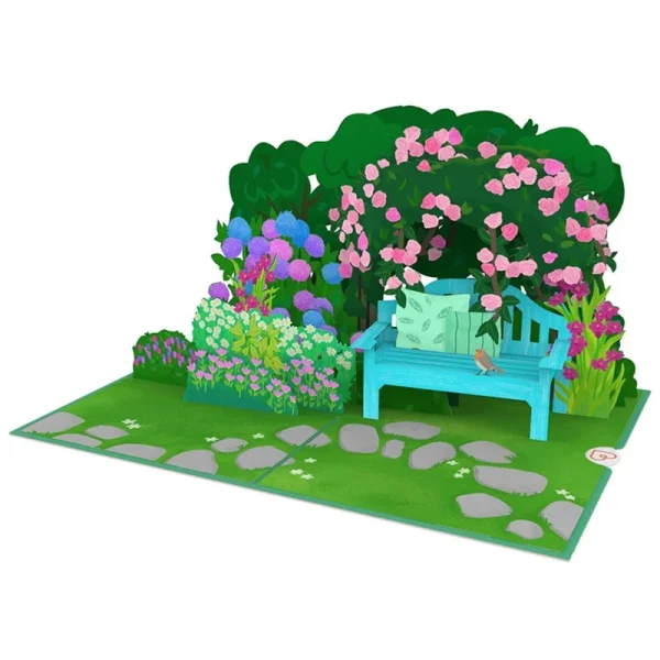 Papercrush pop-up wenskaart tuin met bloemen binnenkant