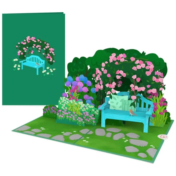 Papercrush pop-up wenskaart tuin met bloemen binnenkant en voorkant