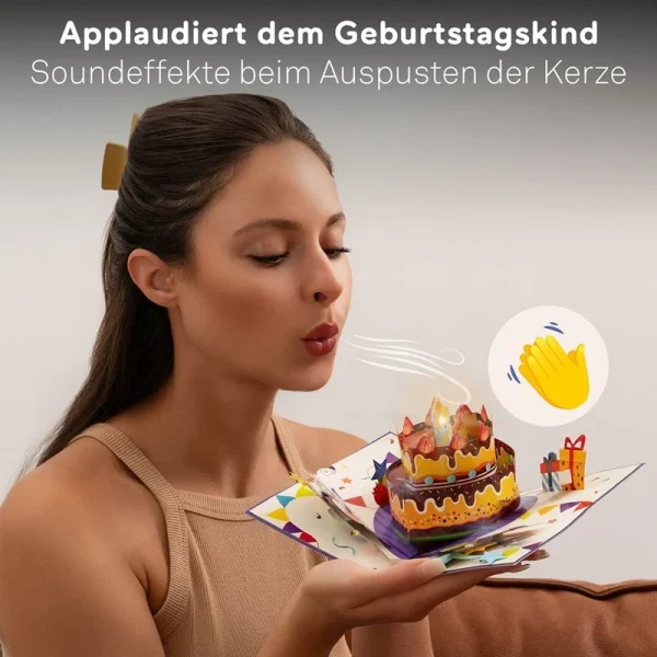 Papercrush pop-up wenskaart verjaardagstaart met licht en muziek met applaus